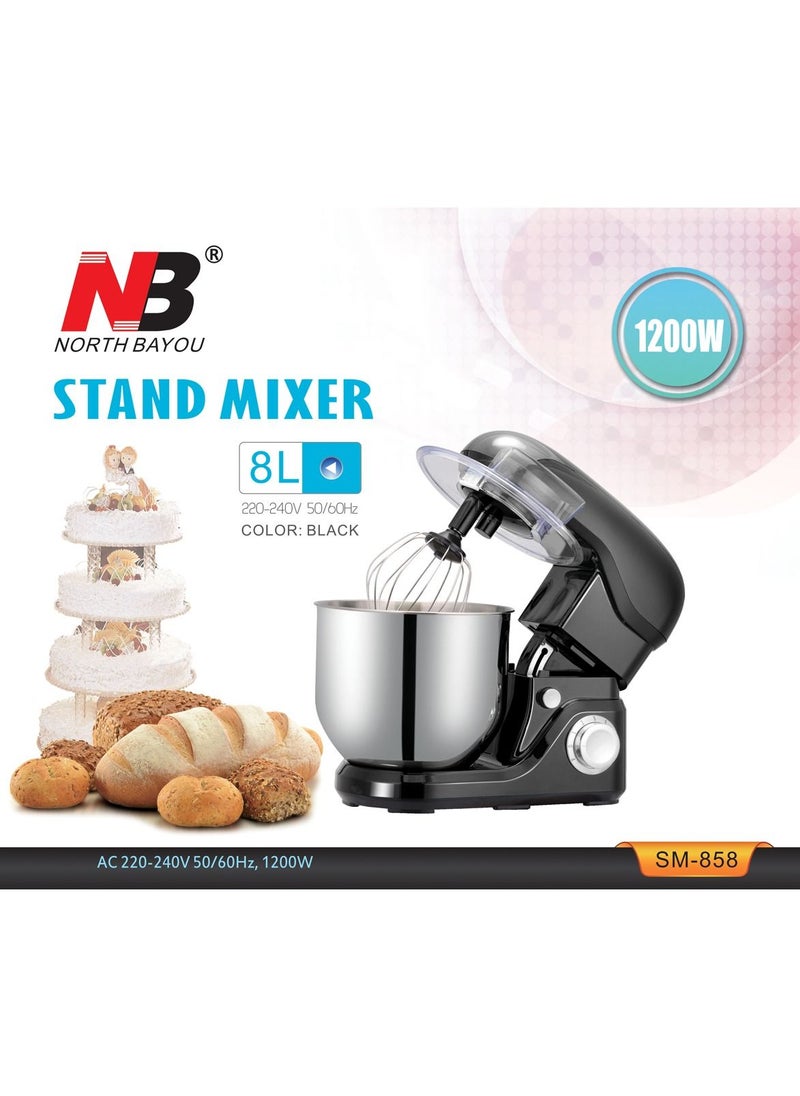 Multi Functional Stand Mixer 1200W 8 Liter Kitchen Machine 6 Speed  with Beater , Dough Hook and Wire Whip