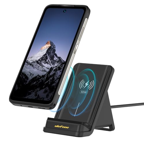 Ulefone شاحن لاسلكي Ulefone WCS01 بقوة 50 واط، حامل شحن لاسلكي سريع بحد أقصى 50 واط، متوافق مع سلسلة Ulefone Armor 23/25/27/28 (بدون محول تيار متردد) - Image 1