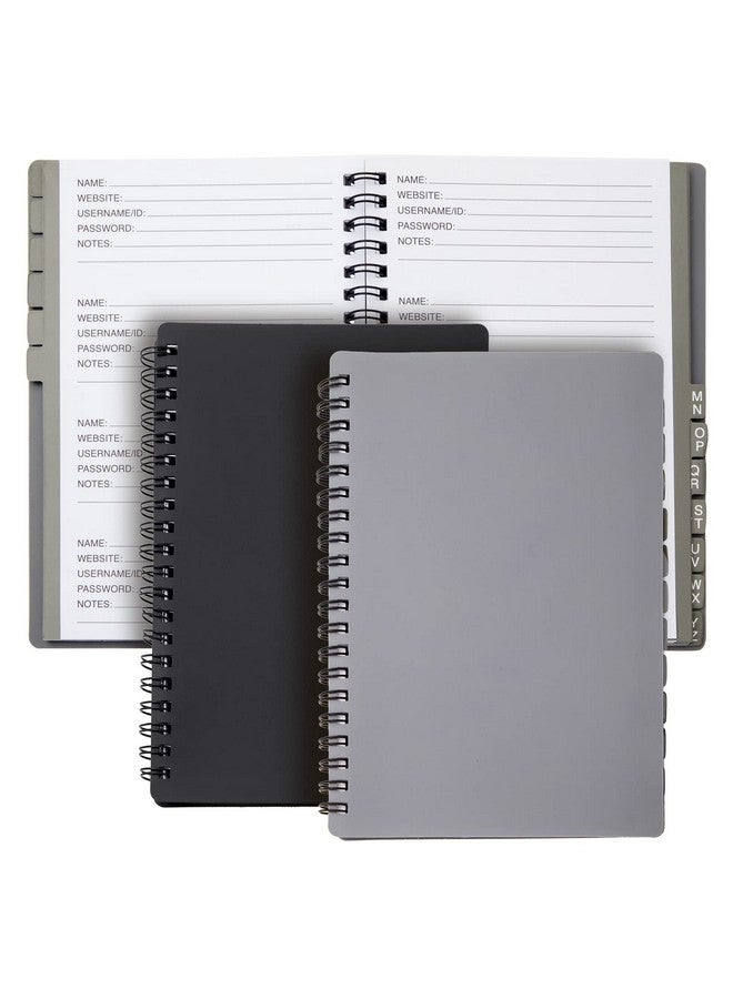 Juvale 2-Pack Spiral Password Keeper Book With Alphabetical Tabs, Password Notebook For Internet And Computer Login, Username, Passwords For Home, Office, Gray/Black (80 Lined Pages, 5X7 In) - Image 1