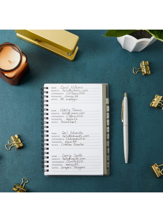 Juvale 2-Pack Spiral Password Keeper Book With Alphabetical Tabs, Password Notebook For Internet And Computer Login, Username, Passwords For Home, Office, Gray/Black (80 Lined Pages, 5X7 In) - Image 2