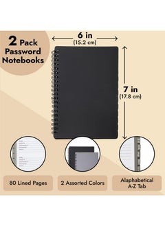 Juvale 2-Pack Spiral Password Keeper Book With Alphabetical Tabs, Password Notebook For Internet And Computer Login, Username, Passwords For Home, Office, Gray/Black (80 Lined Pages, 5X7 In)  - Image 5