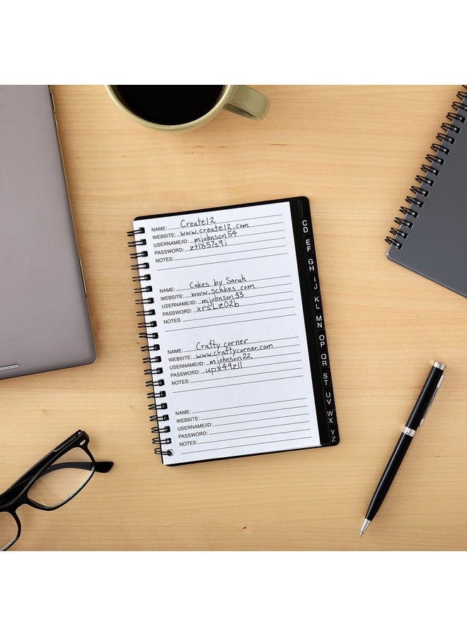 Juvale 2-Pack Spiral Password Keeper Book With Alphabetical Tabs, Password Notebook For Internet And Computer Login, Username, Passwords For Home, Office, Gray/Black (80 Lined Pages, 5X7 In) - Image 3