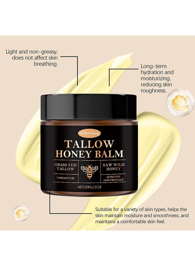 WoodSleep Tallow And Honey Balm For Face, Beef Tallow For Skin, Moisturizer With 100% Organic Grass-Fed Beef Tallow & Raw Wild Honey, Moisturizing Cream For Soft, Smooth Skin, Natural Formula Wor Dry & Sensitive Skin, 59G - Image 4