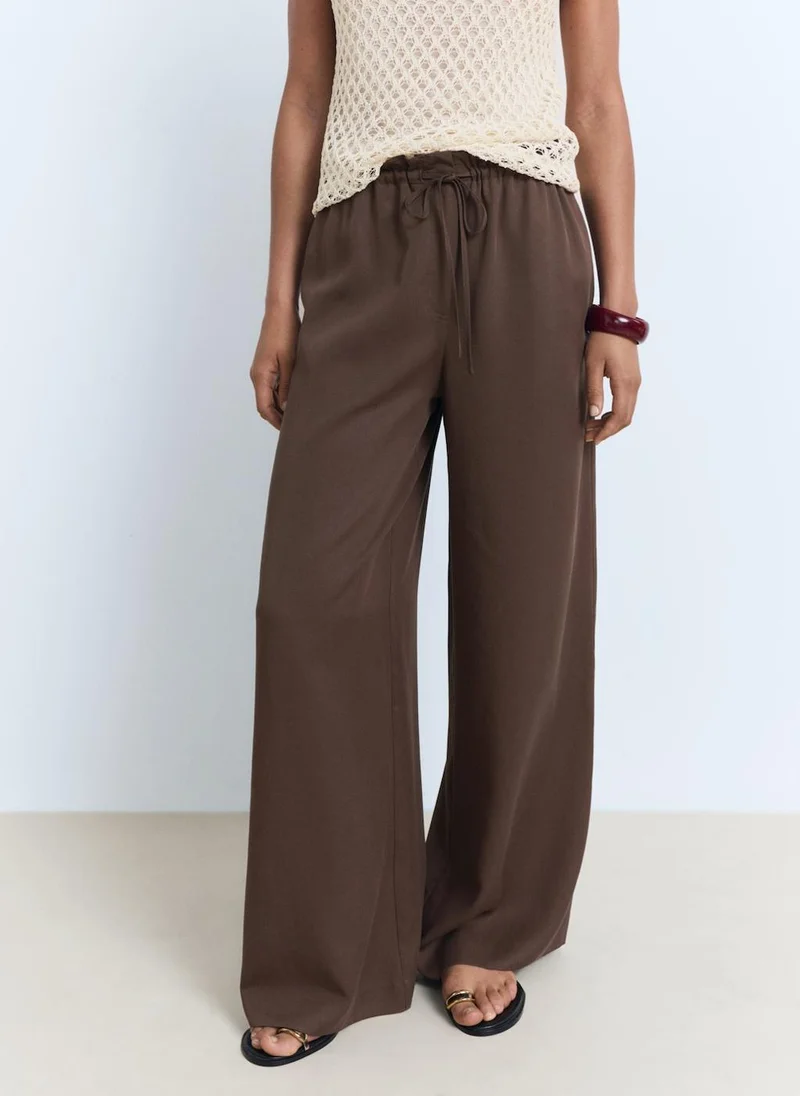 مانجو Lyocell Wide Leg Pants With Drawstring