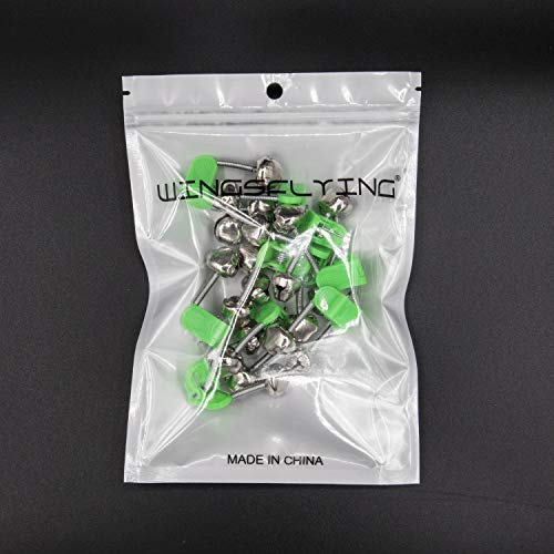 Wingsflying 10 Pcs Fishing Rod Extra Loud Alarm Dual Alert Bell Green Silver Tone - Image 5