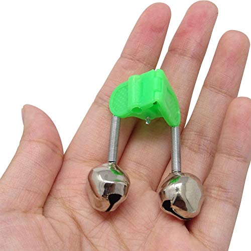 Wingsflying 10 Pcs Fishing Rod Extra Loud Alarm Dual Alert Bell Green Silver Tone - Image 4