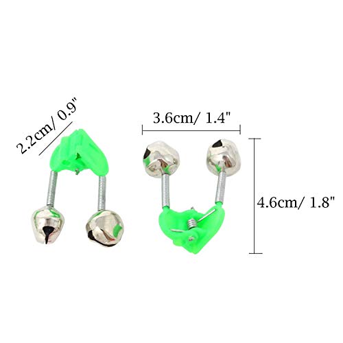 Wingsflying 10 Pcs Fishing Rod Extra Loud Alarm Dual Alert Bell Green Silver Tone - Image 2