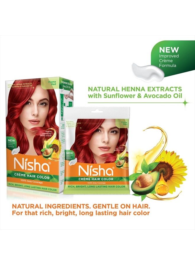 Nisha Cream Hair Color (150 ml/each) Flame Red Pack of 1 - Image 5
