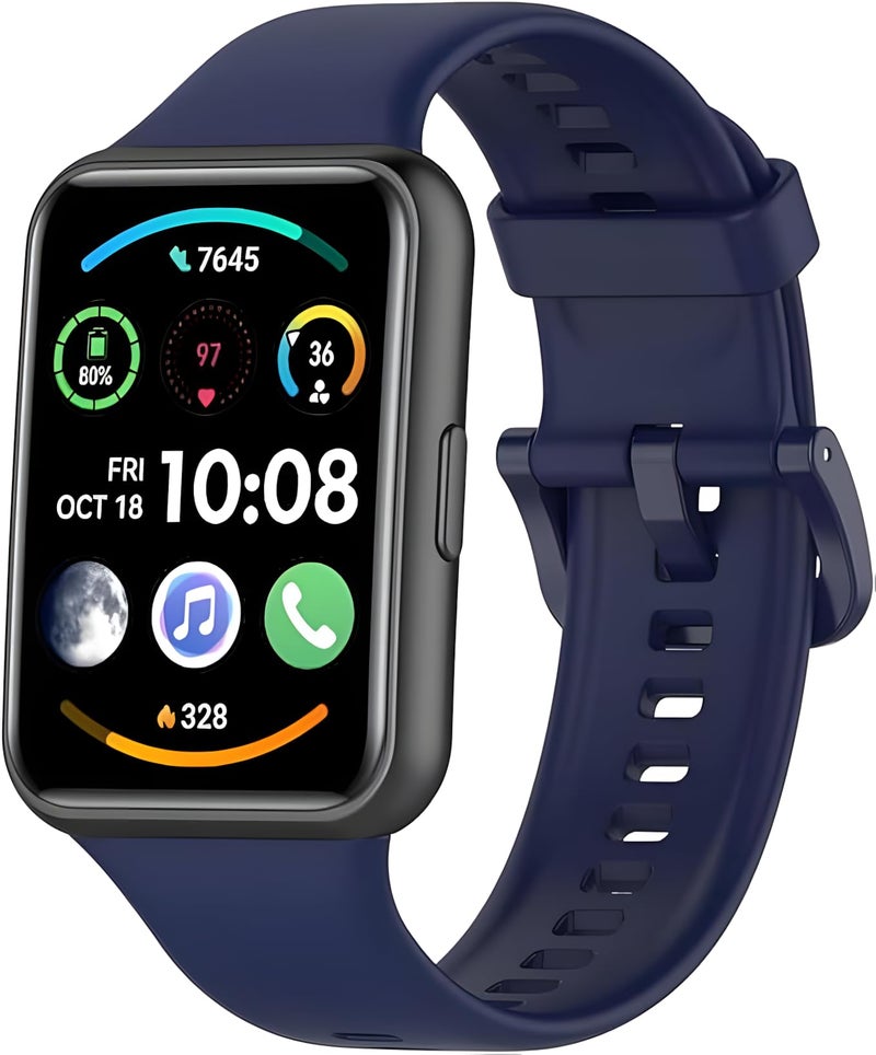 Next Store Waterproof Silicone Band Compatible with Huawei Watch Fit 2, Breathable Replacement Strap – Navy - Image 1