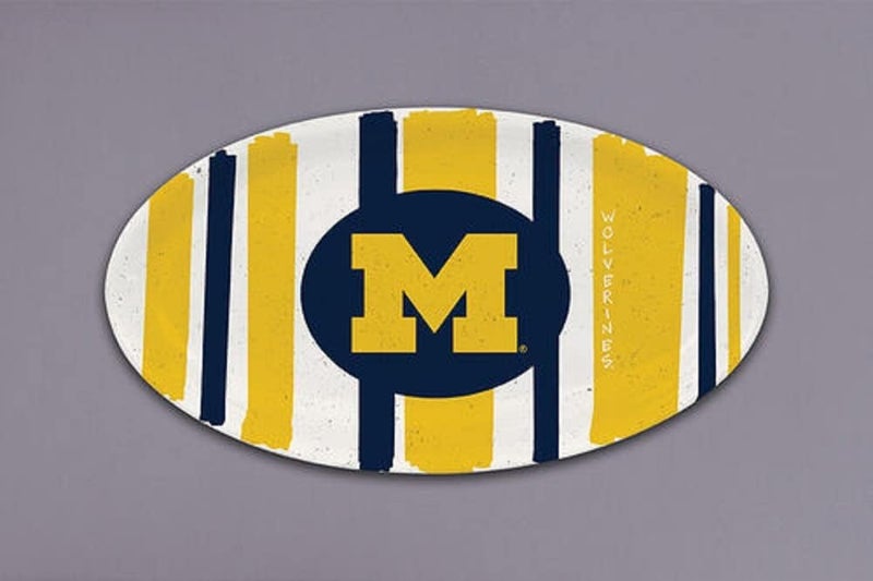 Magnolia Lane Magnolia Lane U of Michigan Striped Plate 12inch Width 