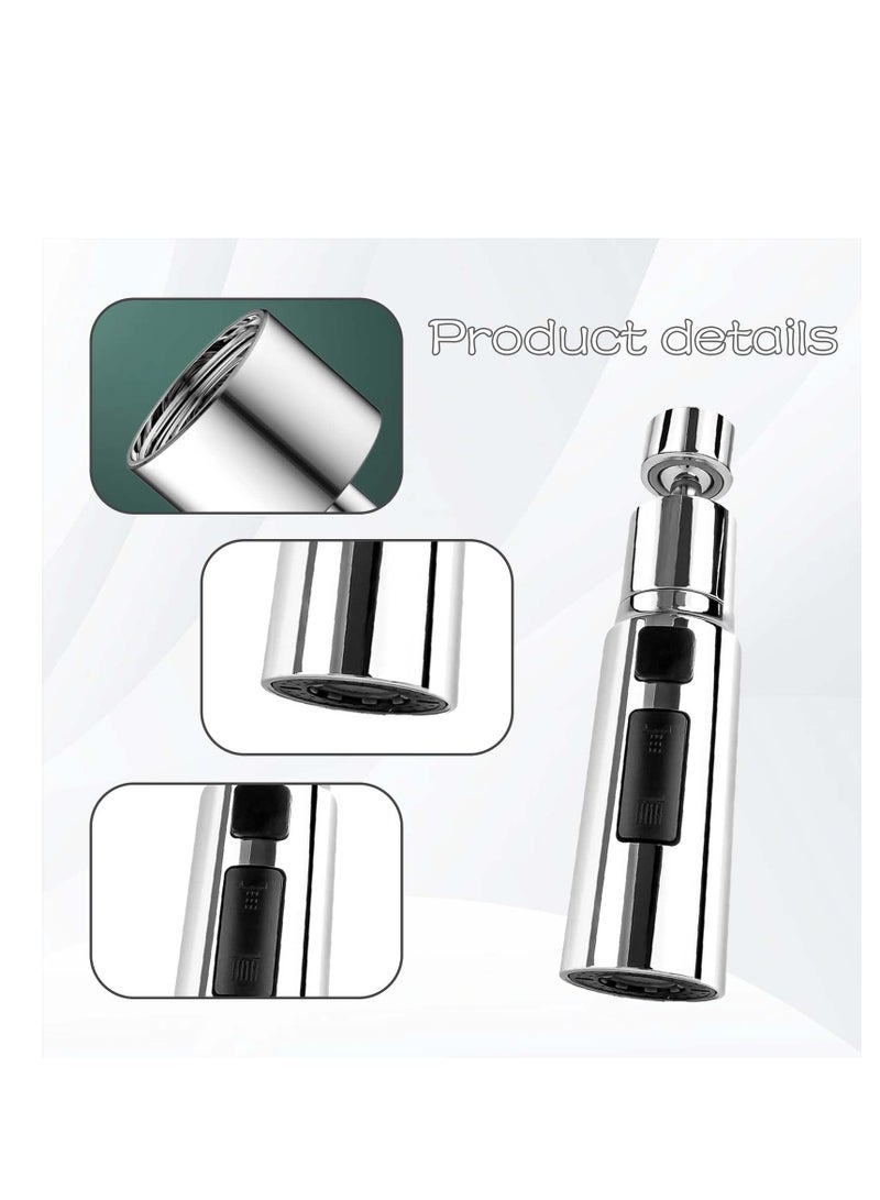 SYOSI Kitchen Tap Spray Head 360° Swivel Spout Tap Extender Replacement Tap End Diffuser FM22 M24 tap Attachment Sink Kitchen 3 Modes Anti Splash Silver - Image 3