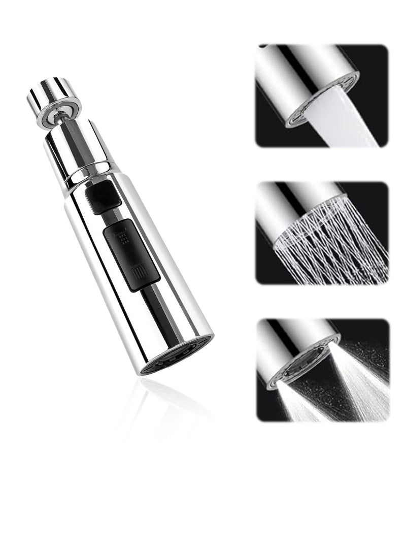 SYOSI Kitchen Tap Spray Head 360° Swivel Spout Tap Extender Replacement Tap End Diffuser FM22 M24 tap Attachment Sink Kitchen 3 Modes Anti Splash Silver - Image 1