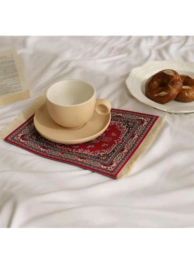 إيروريكس وسادة ماوس وسجادة قهوة على الطراز الفارسي، حصيرة V60 مضادة للانزلاق ومقاومة للرطوبة وقاعدة أكواب القهوة ومقاومة للحرارة ومتعددة الأغراض، تصميم سجادة عتيقة - Image 3