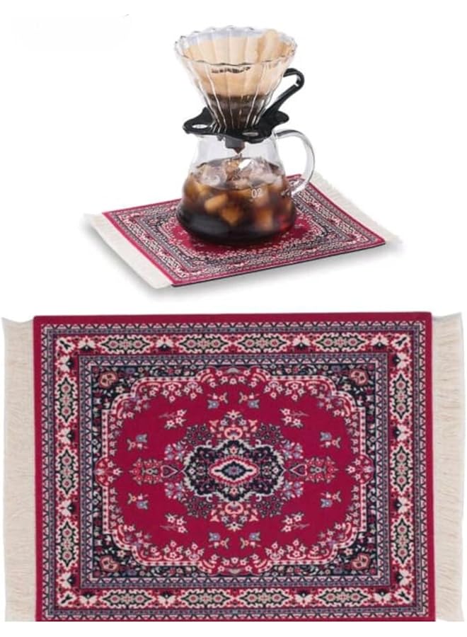 إيروريكس وسادة ماوس وسجادة قهوة على الطراز الفارسي، حصيرة V60 مضادة للانزلاق ومقاومة للرطوبة وقاعدة أكواب القهوة ومقاومة للحرارة ومتعددة الأغراض، تصميم سجادة عتيقة - Image 1