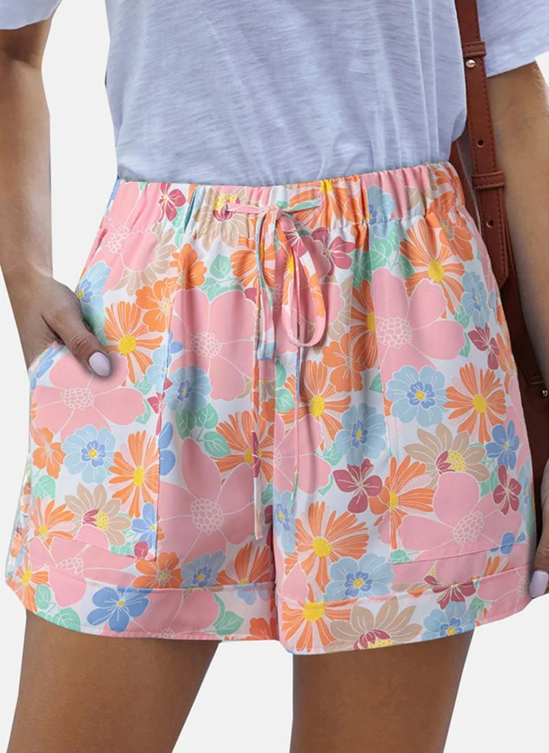 يونيكي Pink Floral Casual Shorts