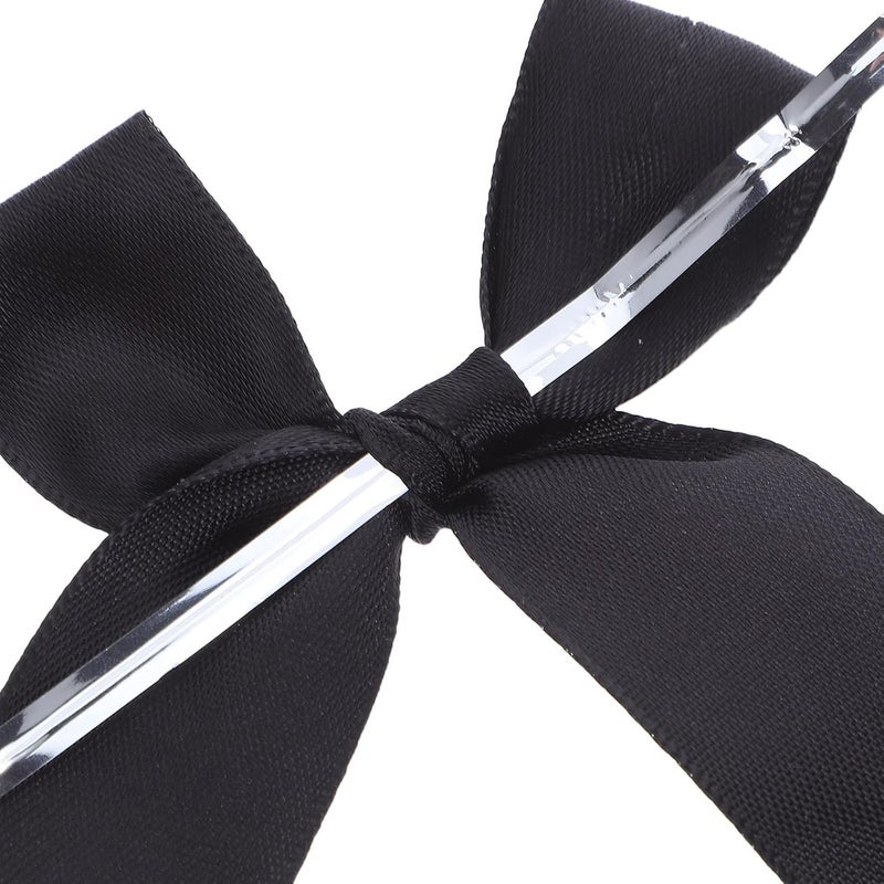 OSALADI 50pcs Black Handmade Ribbon Twist Tie Bowknots for Candy Packaging and Wedding Favor Decorations, Small Craft Bows for Party Favors and Cake Wrapping - Image 3