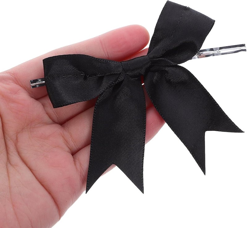 OSALADI 50pcs Black Handmade Ribbon Twist Tie Bowknots for Candy Packaging and Wedding Favor Decorations, Small Craft Bows for Party Favors and Cake Wrapping - Image 4