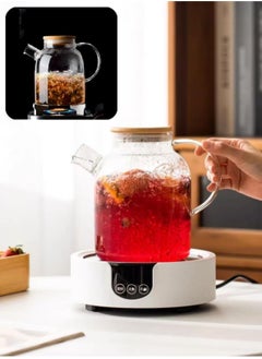 LOOPITYS 1500ml glass teapot, stove and microwave safe glass borosilicate teapot, transparent glass teapot with natural bamboo lid and detachable filter, used for making flower tea and juice  - Image 2