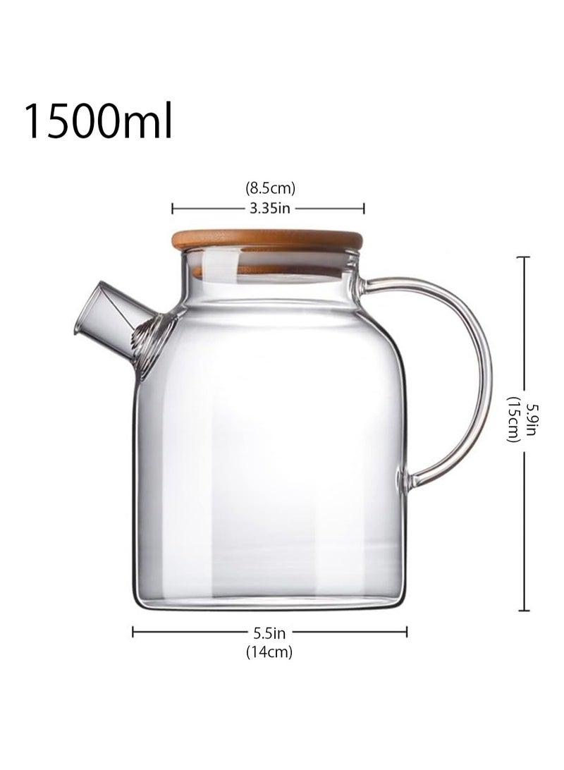لوبيتيز 1 ، 500 مل زجاج إبريق الشاي ، موقد الميكروويف سلامة الزجاج البورسليكات إبريق الشاي ، إبريق زجاجي شفاف ، مع غطاء الخيزران الطبيعية و انفصال فلتر ، تستخدم لصنع الشاي المعطر وعصير الفاكهة - Image 3