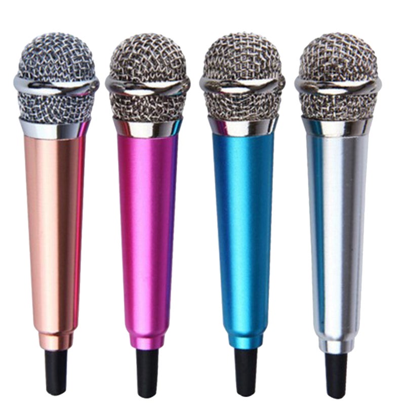 4pcs Mobile K Song Microphone National K Singing Bar Microphone Song Artifact Cell Phone Microphone Mini Microphone (Rosy/Silver Golden/Sky-blue Each Color 1pc) - Image 1
