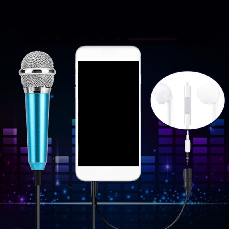 4pcs Mobile K Song Microphone National K Singing Bar Microphone Song Artifact Cell Phone Microphone Mini Microphone (Rosy/Silver Golden/Sky-blue Each Color 1pc) - Image 3