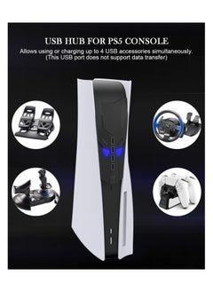 KASTWAVE USB Hub for PS5 with Glowing Eyes, High-Speed Expansion Hub Charger Splitter Adapter with 4 USB Ports + USB Adapter Cable Multi-Platform for PS4 for Mac OS for PC for Laptop Plug and Play  - Image 4