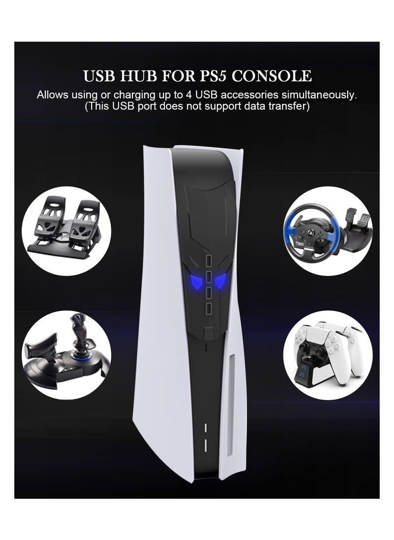 KASTWAVE - USB Hub for PS5 with Glowing Eyes, High-Speed Expansion Hub Charger Splitter Adapter with 4 USB Ports + USB Adapter Cable Multi-Platform for PS4 for Mac OS for PC for Laptop Plug and Play - Image 1