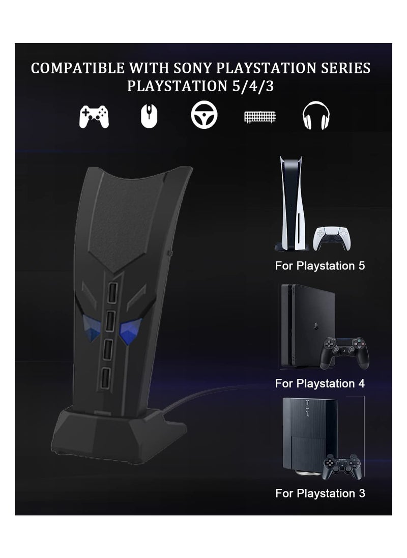 KASTWAVE - USB Hub for PS5 with Glowing Eyes, High-Speed Expansion Hub Charger Splitter Adapter with 4 USB Ports + USB Adapter Cable Multi-Platform for PS4 for Mac OS for PC for Laptop Plug and Play - Image 1