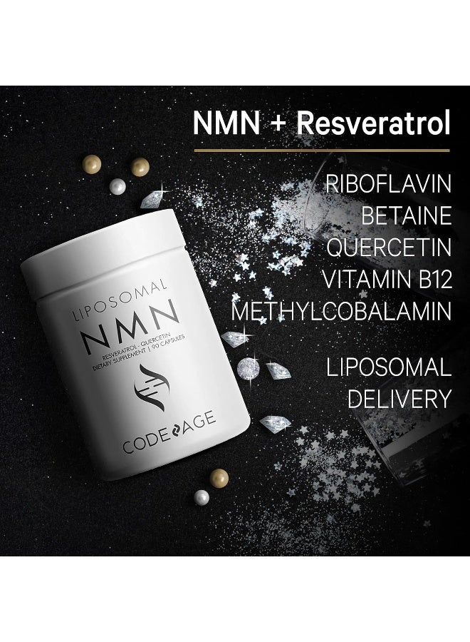 Codeage Liposomal NMN 500mg Supplement Resveratrol, NAD+ Healthy Aging Energy Muscle Metabolism Support, Nicotinamide Mononucleotide, Betaine Anhydrous TMG, Riboflavin, Vitamin B12, Vegan, 90 Capsules - Image 4