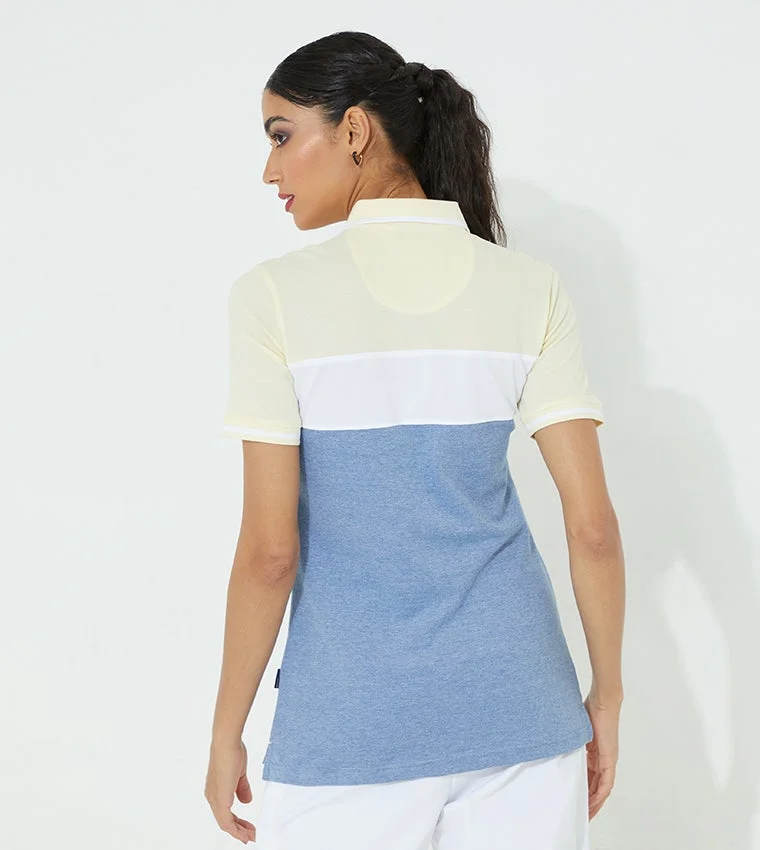BEVERLY HILLS POLO CLUB  Colour Blocked Short Sleeves Polo T-Shirt for Women | Best Price UAE