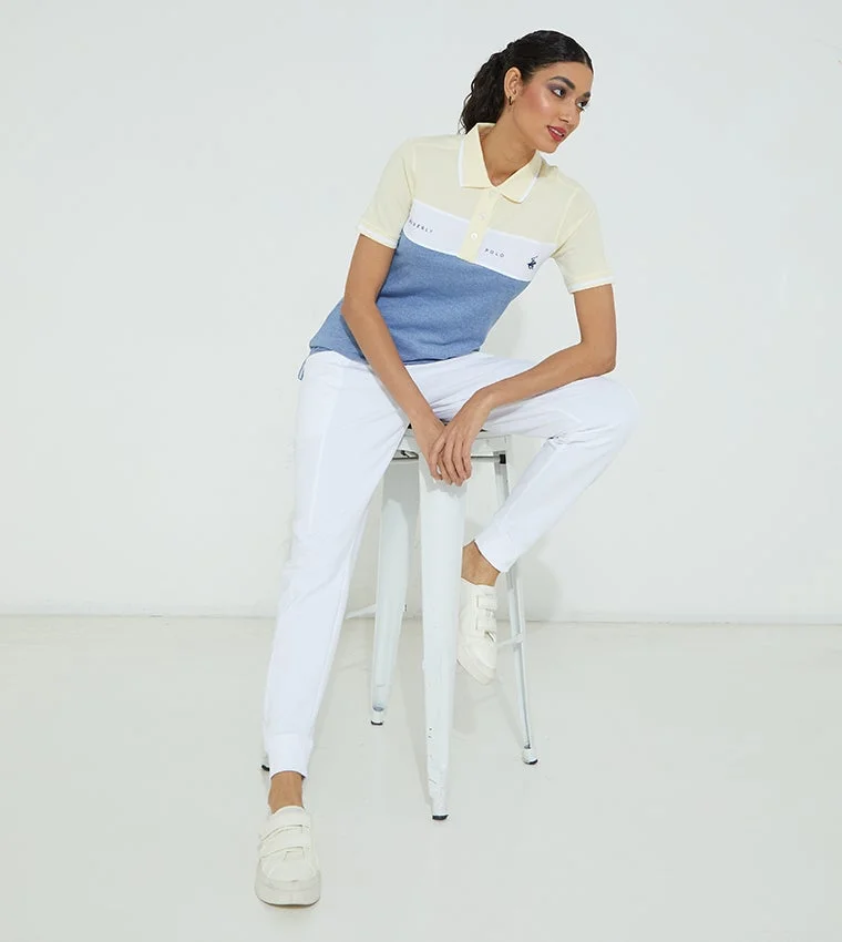 BEVERLY HILLS POLO CLUB  Colour Blocked Short Sleeves Polo T-Shirt for Women | Best Price UAE