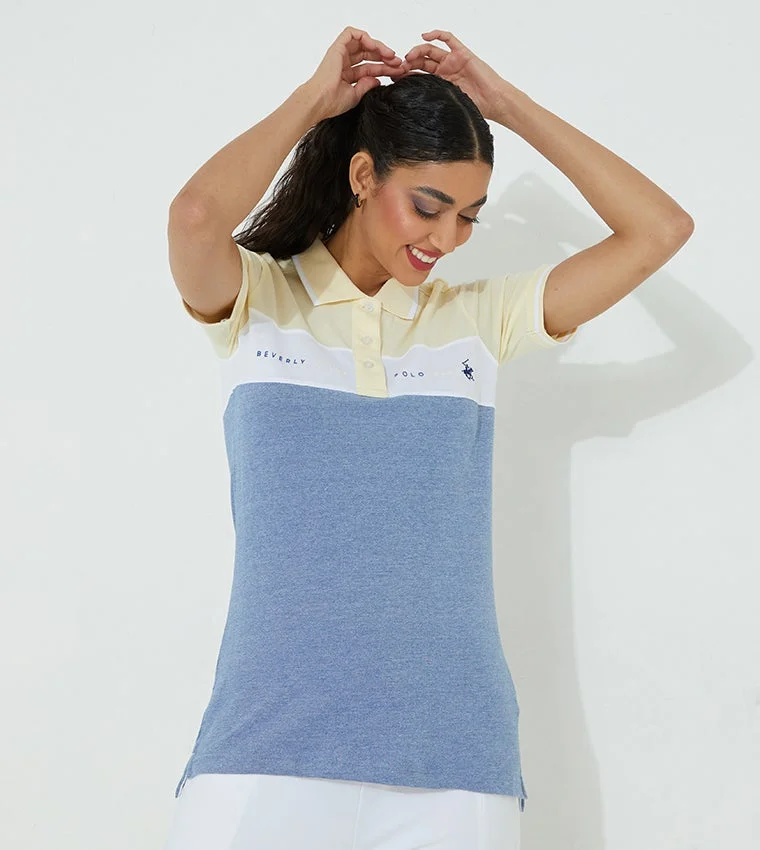 Colour Blocked Short Sleeves Polo T-Shirt