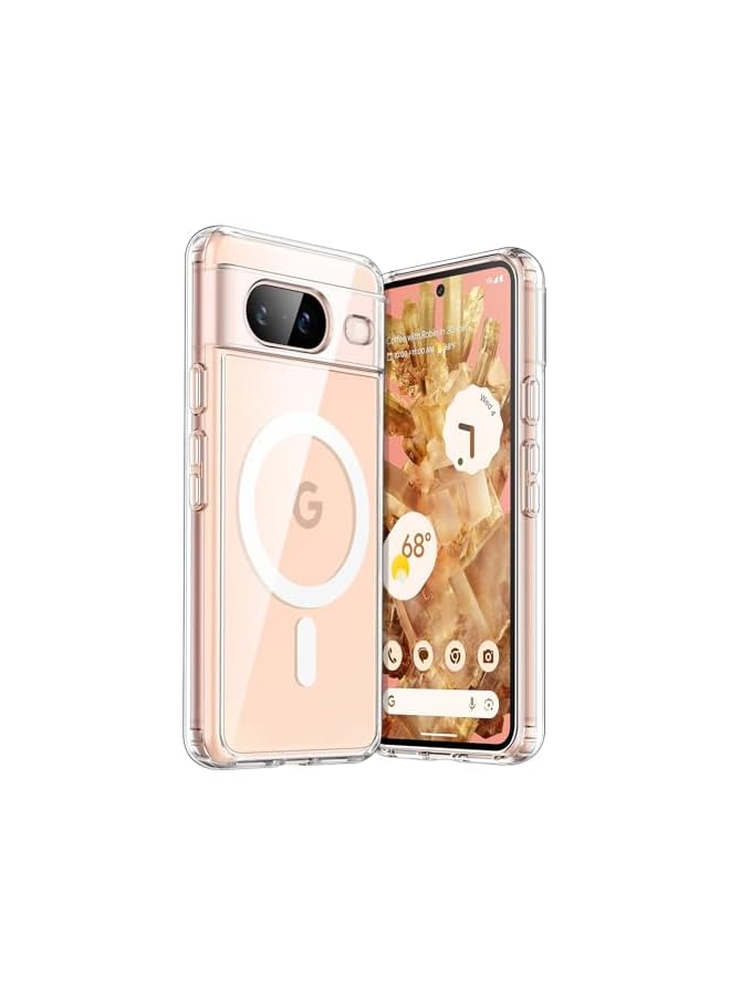 JETech Magnetic Case for Google Pixel 8 6.2-Inch 2023, Compatible with MagSafe Accessories, Shockproof Protective Phone Cover, Non-Yellowing Hard Clear PC Back (Clear) - Image 1