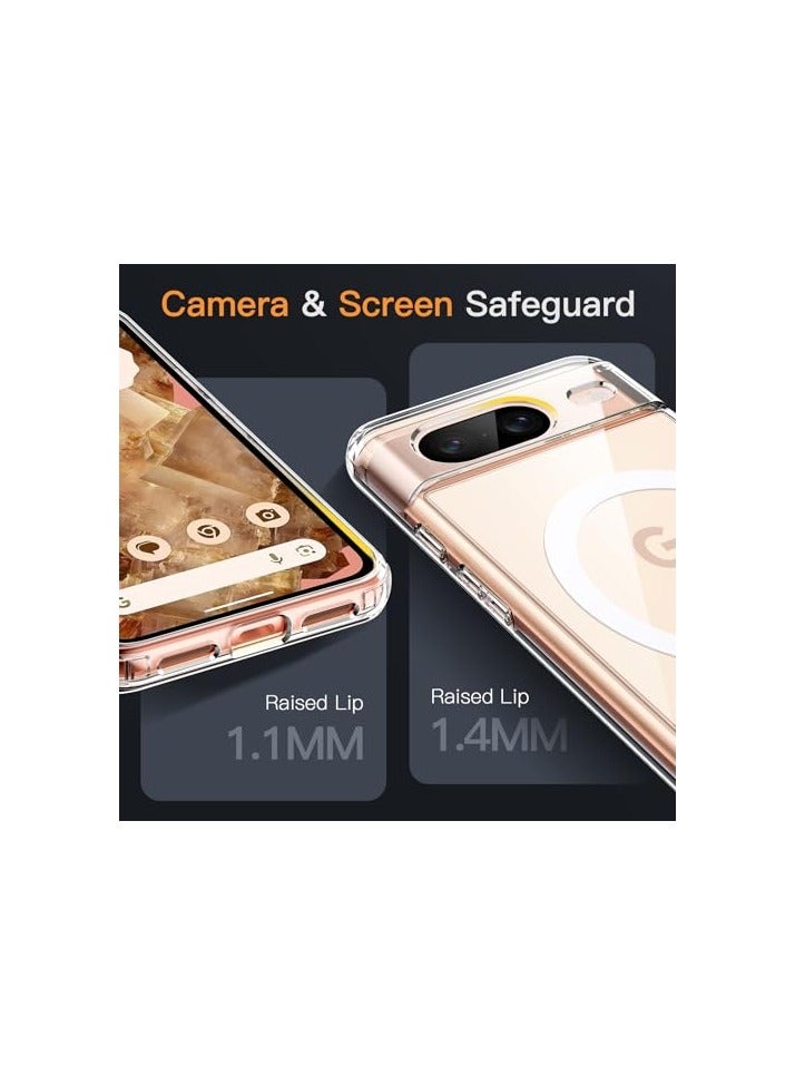 JETech Magnetic Case for Google Pixel 8 6.2-Inch 2023, Compatible with MagSafe Accessories, Shockproof Protective Phone Cover, Non-Yellowing Hard Clear PC Back (Clear) - Image 4