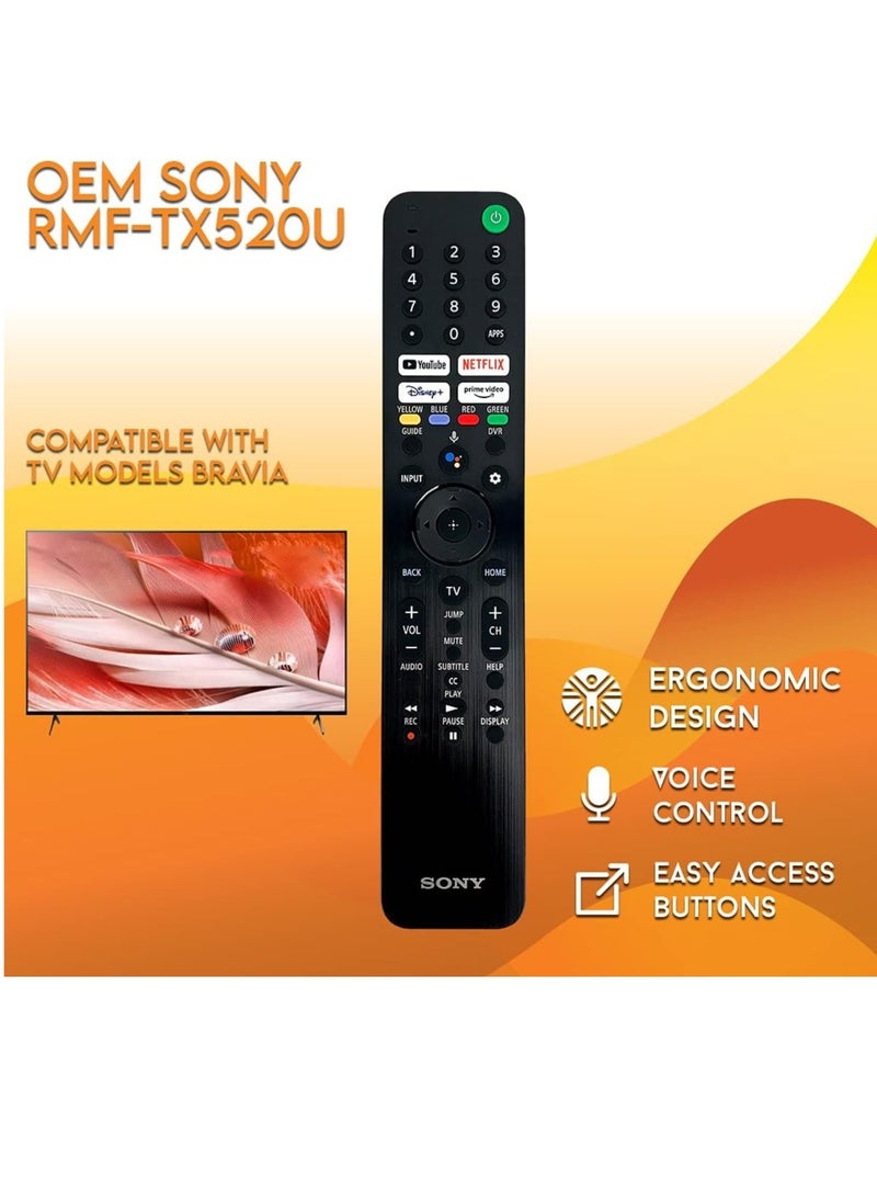 Generic - NEW Remote Control for Sony Bravia TVs – Compatible with KD-43X80J, XR-50X90J, XR-55A80J & More – Includes Netflix, Disney+, Prime Video, YouTube Buttons - Image 1