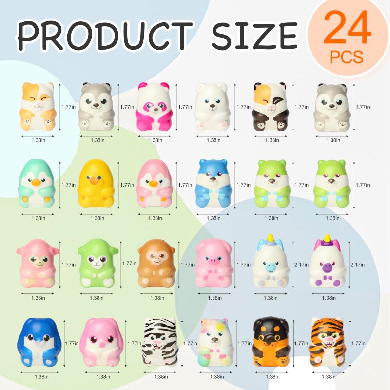 Aruytps 24 Pcs Animal Squishy Toys for Kids, Slow Rising Squeeze Stress Relief Toys, Kawaii Jumbo Squishies Party Favors for Boys Girls Goodie Bag Stuffers, Pinata Stuffers,Carnival Prizes,Classroom Rewards - Image 2
