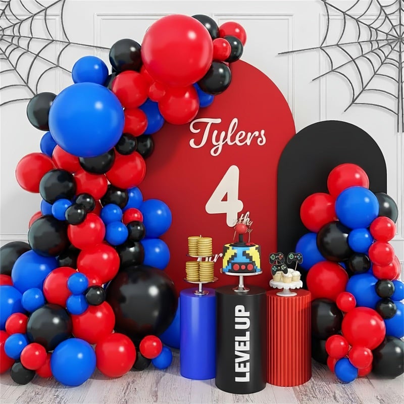 Togvu Red Blue Black Balloon Arch Garland Kit 101 Pcs Matte Red Black and Royal Blue Latex Balloon Garland Set for Boys Kids Man Halloween Cool Spider Theme Party Birthday Graduation Party Decorations - Image 2