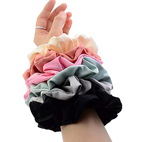Simnice Oversized Blush Theme Large Hair Scrunchies Satin Elastics Scrunchy Bobbles Soft Hair Bands Hair Ties Hair Accessories Scrunchies for Girls Women6 Colors