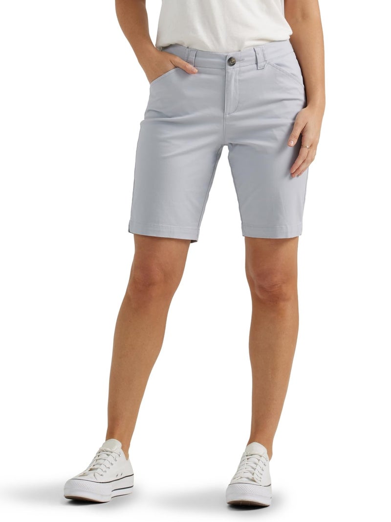 Lee Women's Legendary 9" Chino Bermuda Short, Material Gray, 12 - Image 1