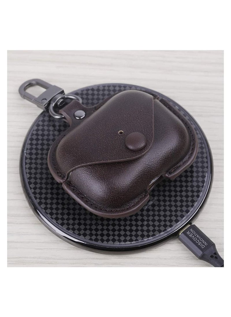 Generic Genuine Leather Case Compatible with AirPods Pro Case, Protective Cover for Apple AirPods pro Case Headphones EarPods, Soft Leather Cover with Keychain Hook  - Image 3