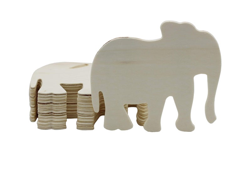 Creative Hobbies 4 Inch Unfinished Wooden Shapes  Ready to Paint or Decorate Wood Elephants  12 Pack