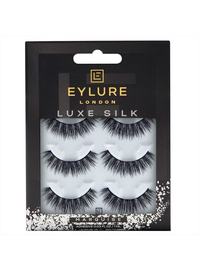 EYLURE False Lashes, Luxe Silk Marquise with Adhesive Included, 3 Pair - Image 1