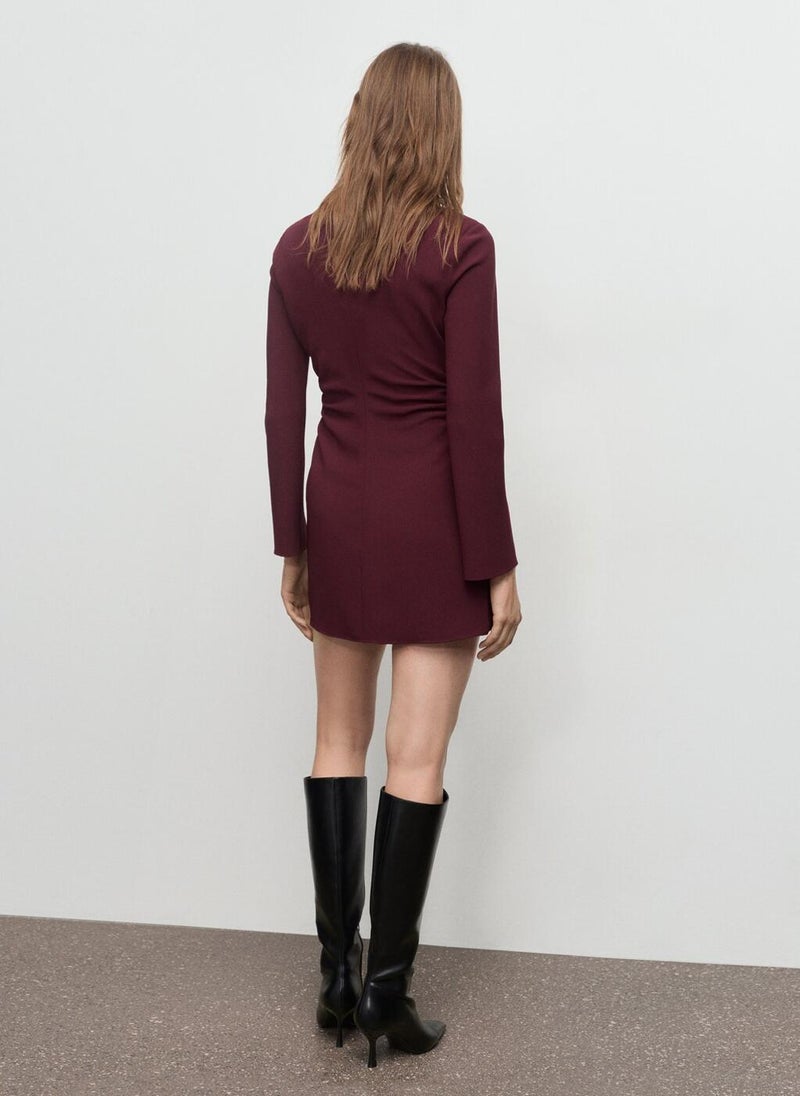 مانجو فستان بياقة قارب وكسرات - Image 2