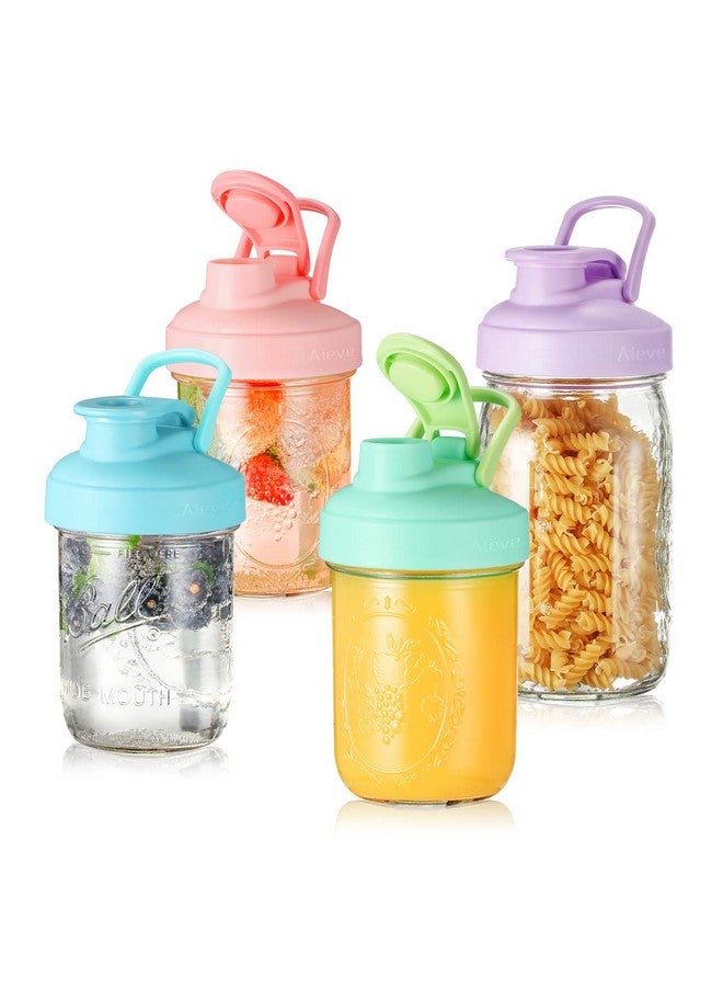 Aieve Mason Jar Lids, 4 Pack Wide Mouth Mason Jar Pour Spout Lid, Canning Lids with Flip Top Lid, Leak-Proof - Image 1