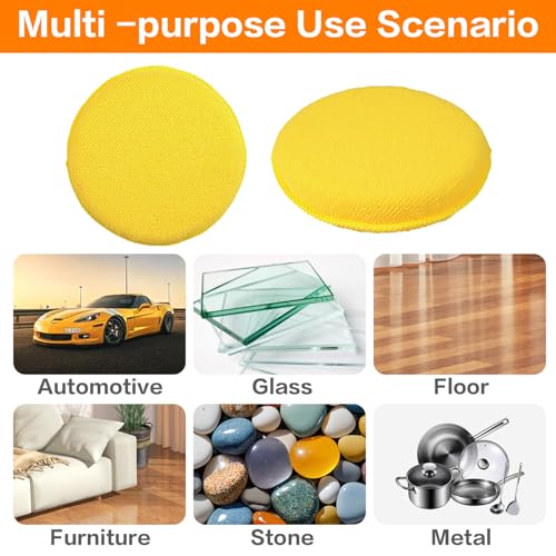 FONAROLL Microfiber Wax Applicator Pads, Car Wax Applicator, Buffing & Detail Polishing Foam Pads for Car Cleaning and Fine Polishing (5" Diameter, 6 Pack) - Yellow - Image 2