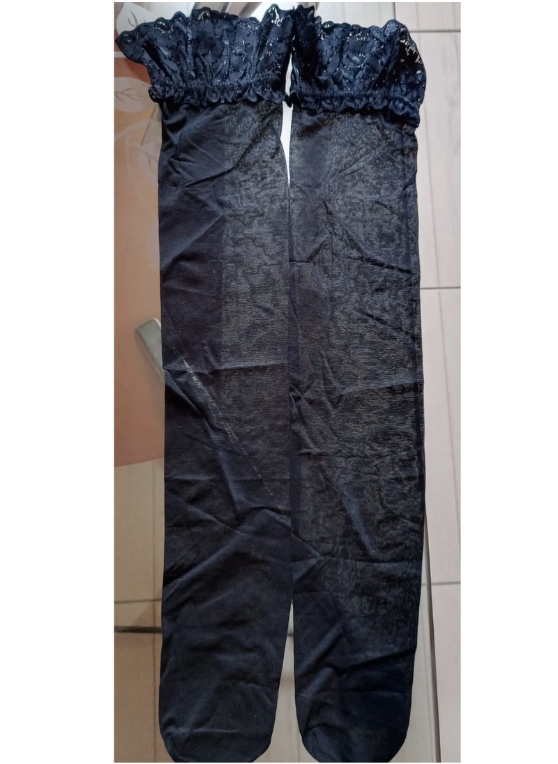 Hanady - Black socks with high-quality lace, imported from Hanadi - Image 1