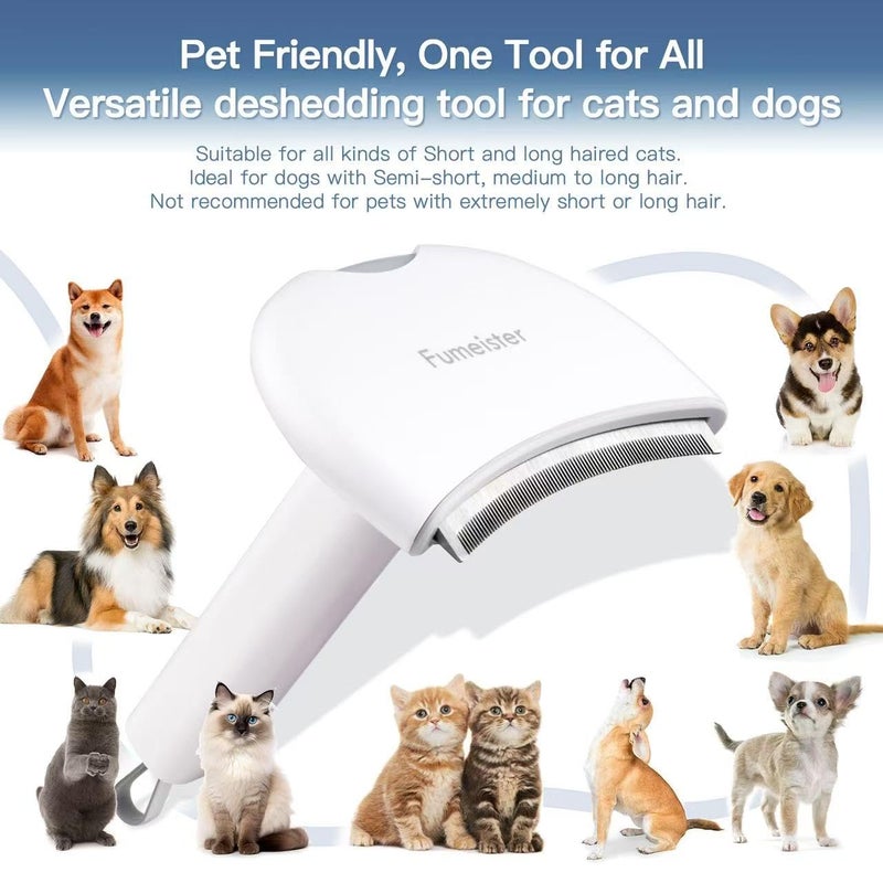 Fumeister Pet Undercoat Deshedding Tool for Dogs - Wide Curved Undercoat Brush for Effortless Pet Deshedding, Loose Hair Remover for Dogs & Cats (White) - Image 4