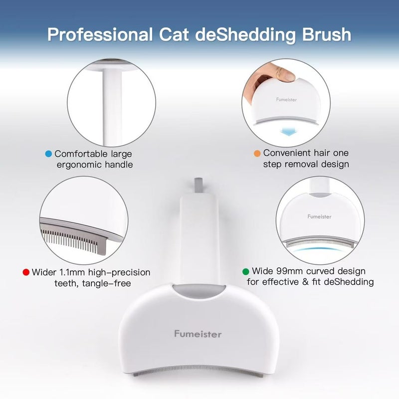 Fumeister Pet Undercoat Deshedding Tool for Dogs - Wide Curved Undercoat Brush for Effortless Pet Deshedding, Loose Hair Remover for Dogs & Cats (White) - Image 3