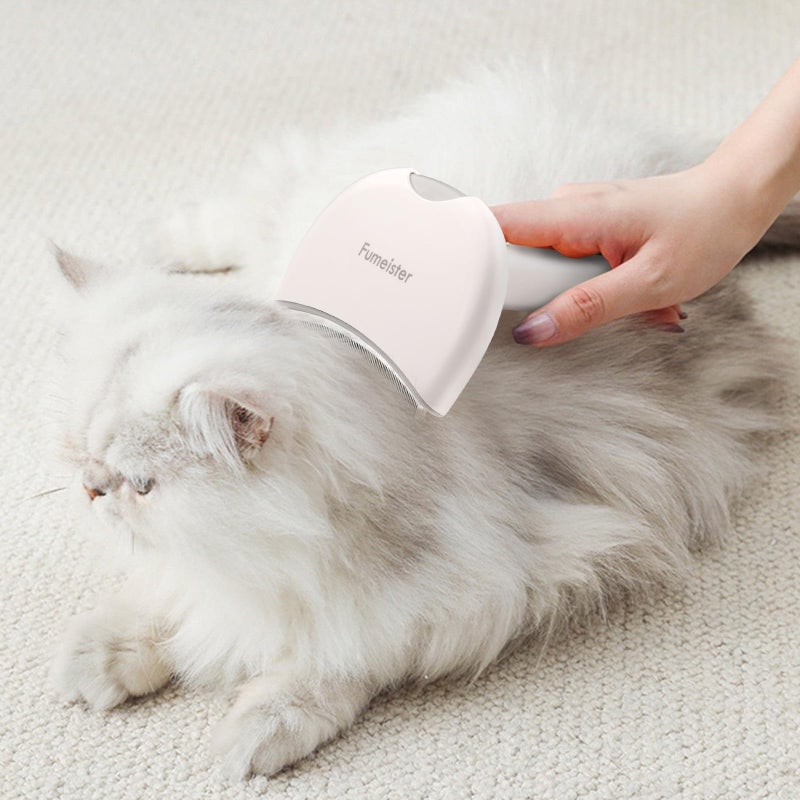 Fumeister Pet Undercoat Deshedding Tool for Dogs - Wide Curved Undercoat Brush for Effortless Pet Deshedding, Loose Hair Remover for Dogs & Cats (White) - Image 5