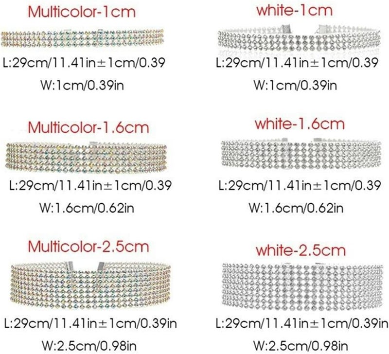jellyflow Rhinestone Choker Necklaces Silver Sparkling Diamond Choker Crystal Rhinestone Necklace for Women,Transparent 2.5cm - Image 4